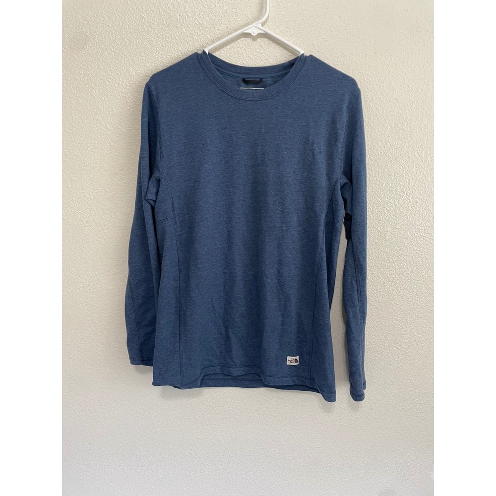 The North Face Long Sleeve Shirt Mens Medium Blue Excellent Performance Crewneck